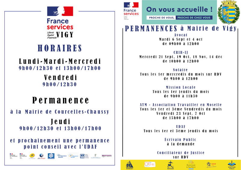 PERMANENCE FRANCE SERVICES Mairie de CourcellesChaussy, Landonvillers